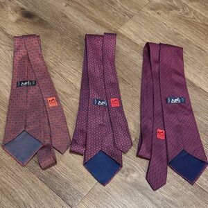 Guaranteed authentic Hermes Red and Blue Patterned Ties